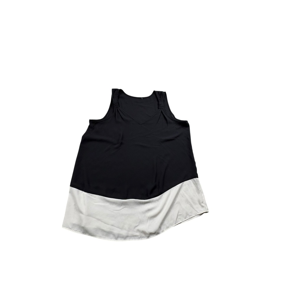 Women's Black White Colorblock Sleeveless V-Neck Blouse Tank Top Plus Size